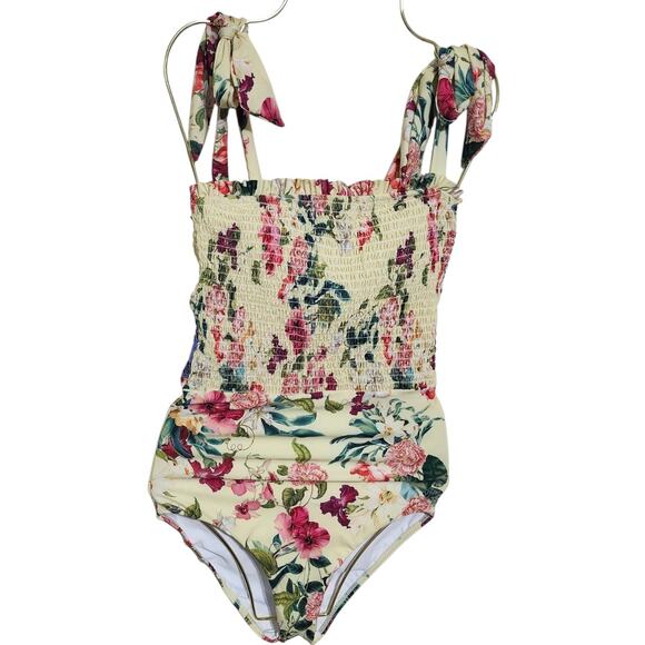 Farm Rio Smocked Shoulder-Tie One-Piece Swimsuit XS - Picture 7 of 8